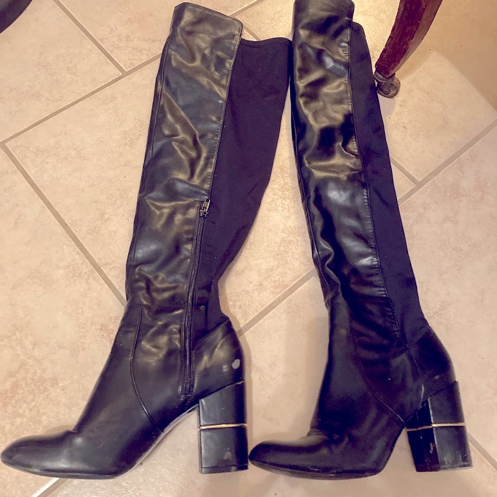 River Island Thigh high faux leather boots